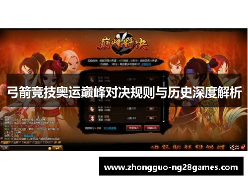 弓箭竞技奥运巅峰对决规则与历史深度解析